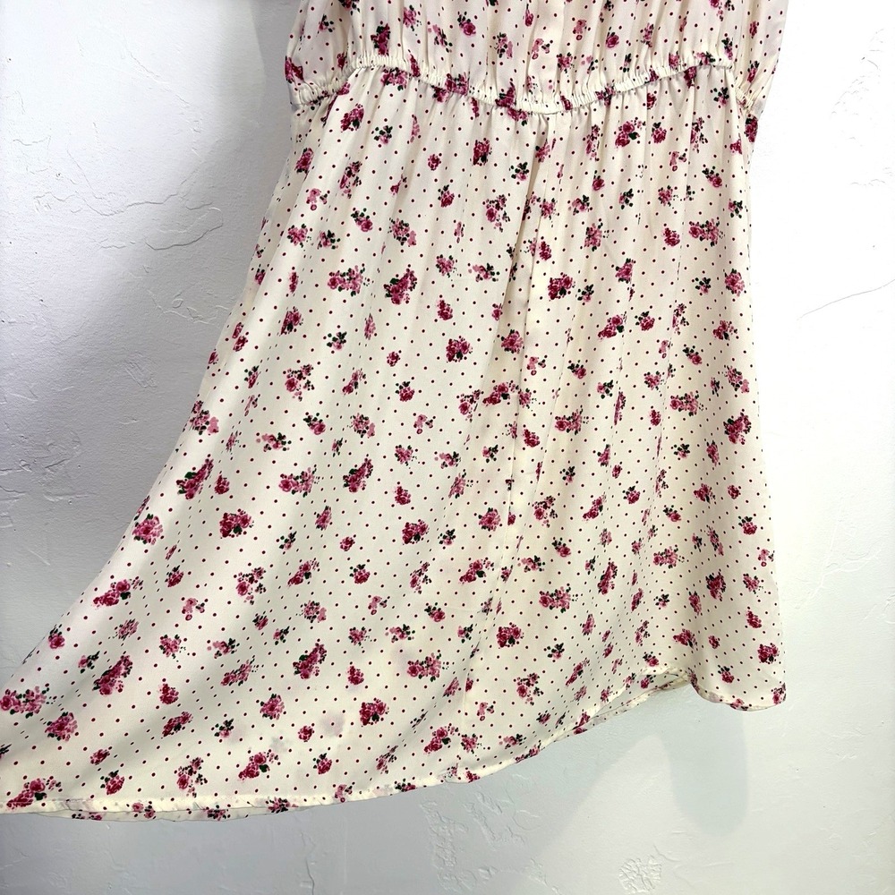 Trixxi Woman's Babydoll Mini Dress Size M White Pink Floral Dots Coquette Twee - Picture 6 of 12